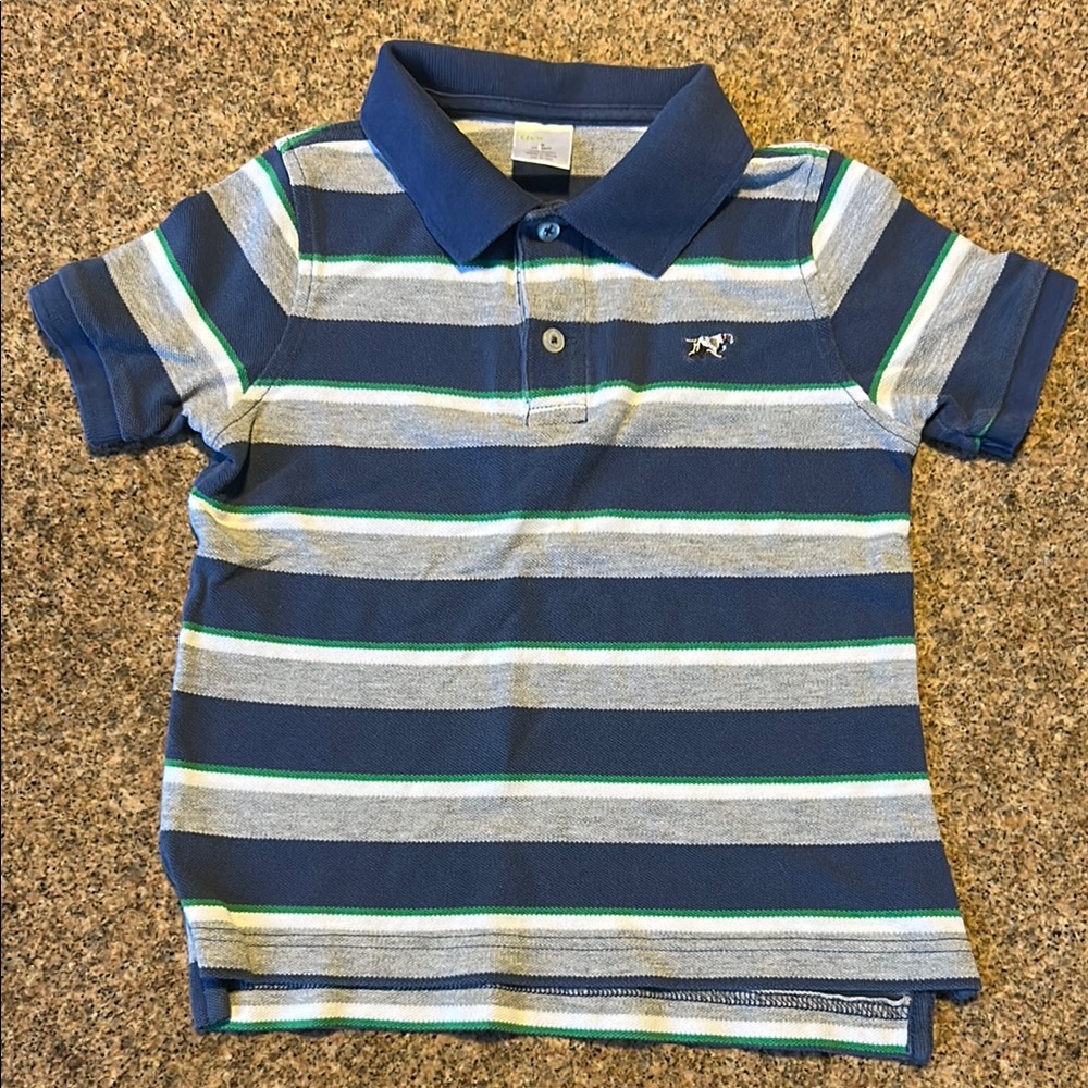 Crewcuts Navy Blue Striped Kids Polo Shirt